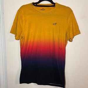 Hollister Men's Short Sleeve Gradient Tee - Mustard, Crimson, Navy